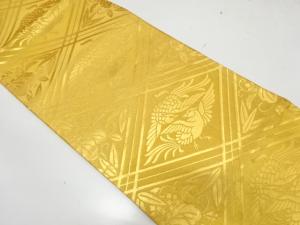 斜め格子に向かい鳥模様織り出し　全通袋帯